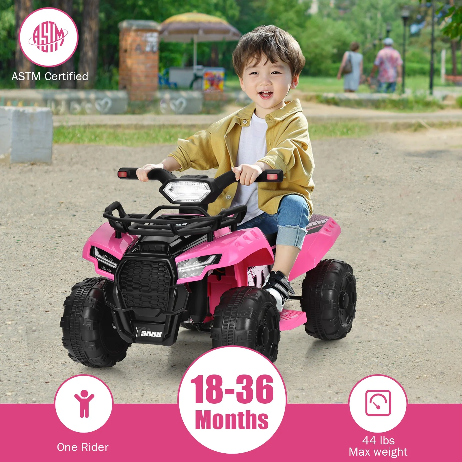 6V Electric Kids ATV Ride-On Quad Toy Car with MP3 and LED Lights Pink - Image 8