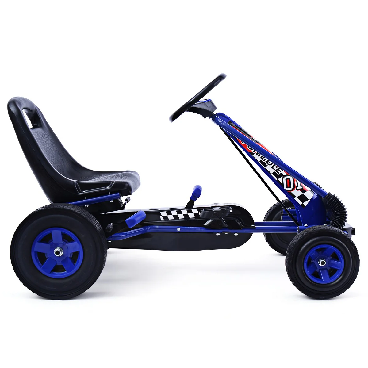 4-Wheel Pedal-Powered Kids Ride-On Toy with Adjustable Seat, Blue - Image 10