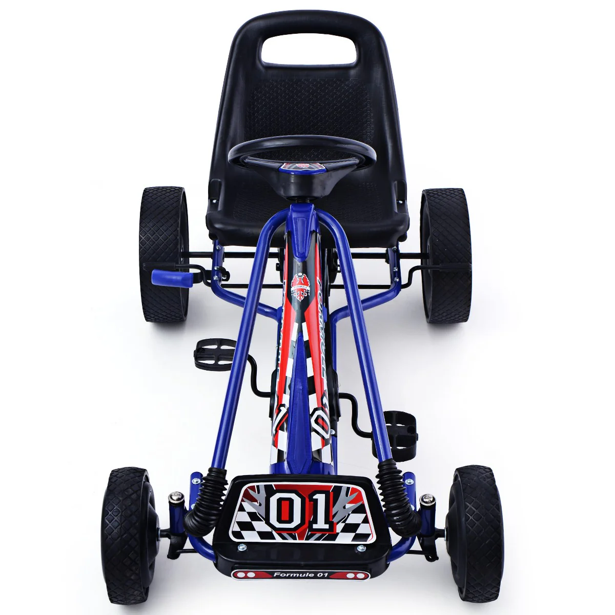 4-Wheel Pedal-Powered Kids Ride-On Toy with Adjustable Seat, Blue - Image 9
