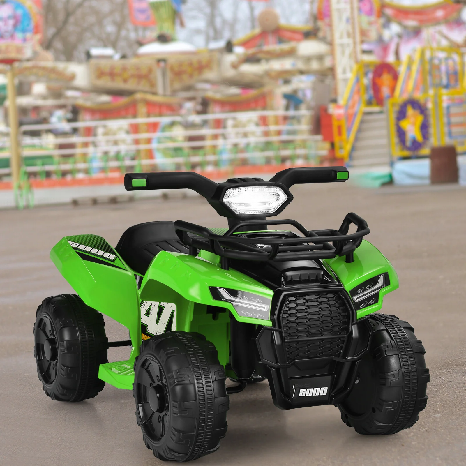 Kids 6V Electric Ride-On ATV Quad with LED Lights and MP3 Player, Green - Image 3