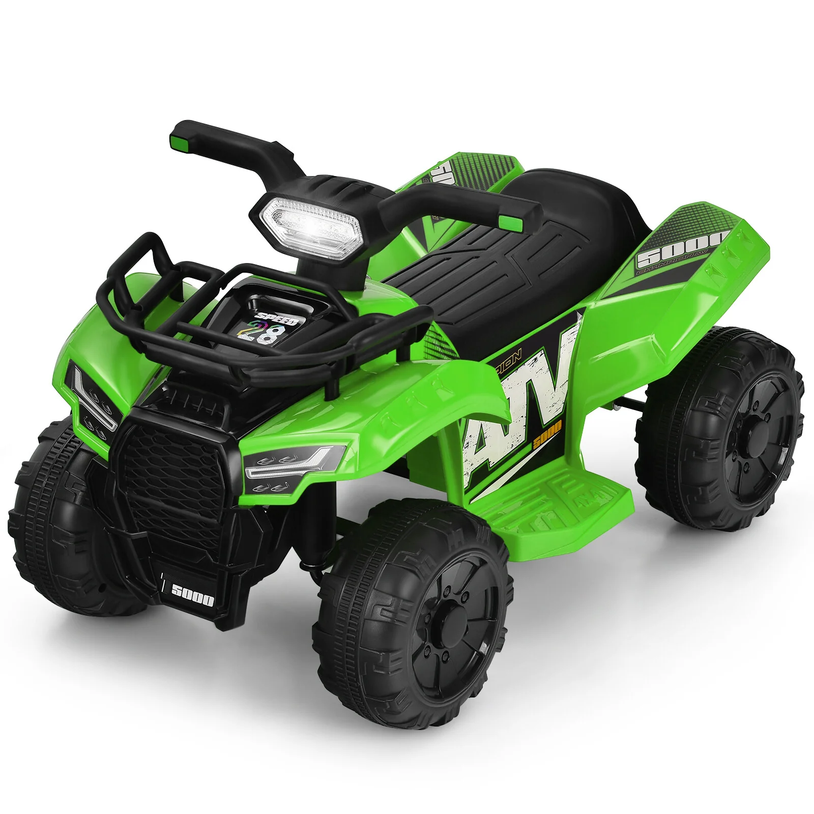 Kids 6V Electric Ride-On ATV Quad with LED Lights and MP3 Player, Green - Image 9