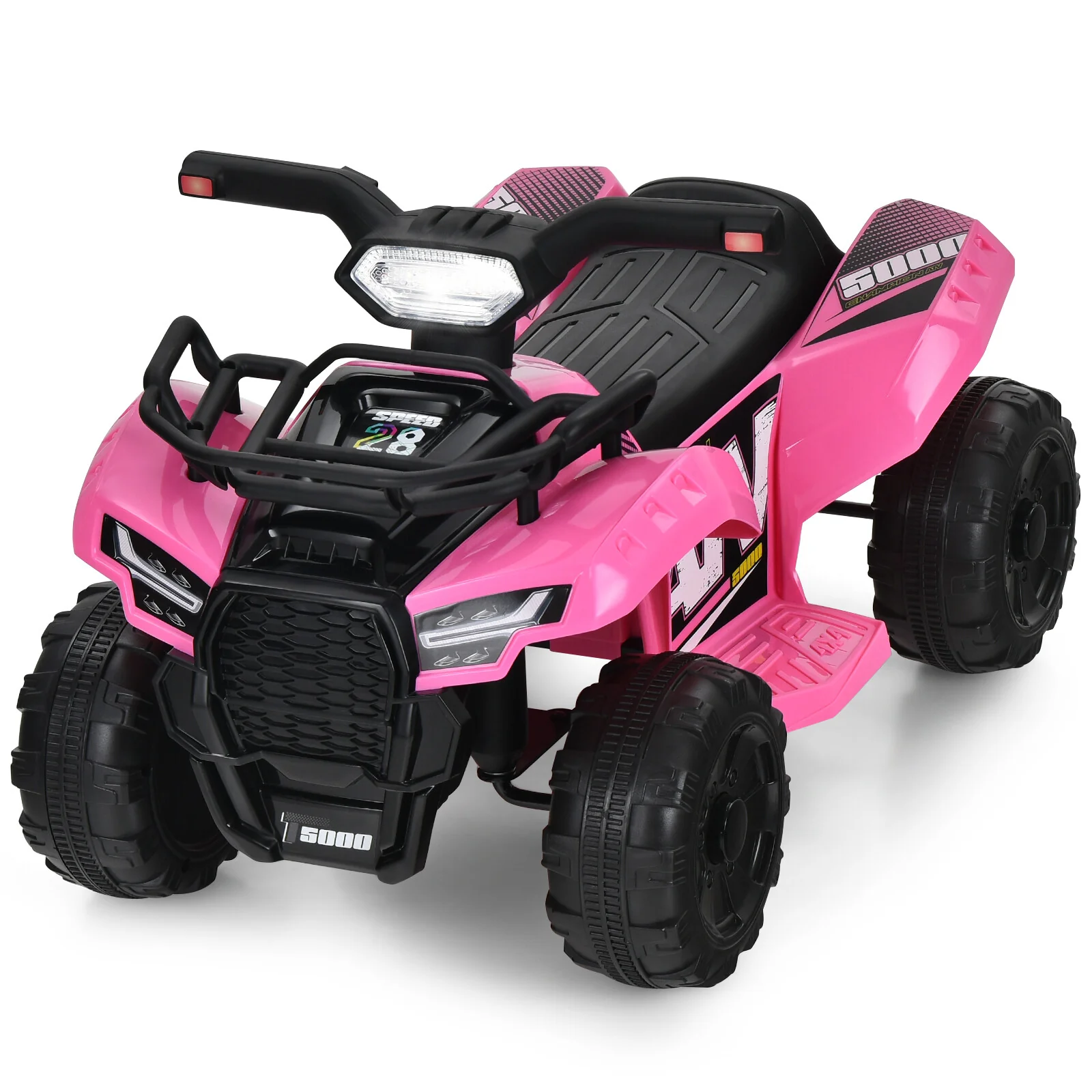 6V Kids Electric Ride-On ATV Quad Toy Car with LED Lights and MP3 Player, Pink - Image 9