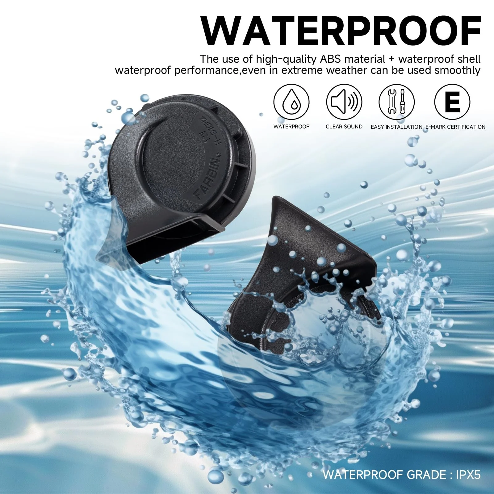 12V Electric Car Horn Dual-Tone Loud Waterproof Snail Style - Image 7