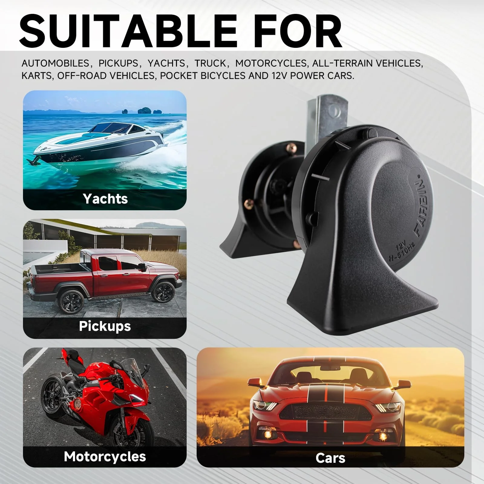 12V Car Electric Snail Horn Dual Tone Loud Waterproof Auto Horn - Image 3