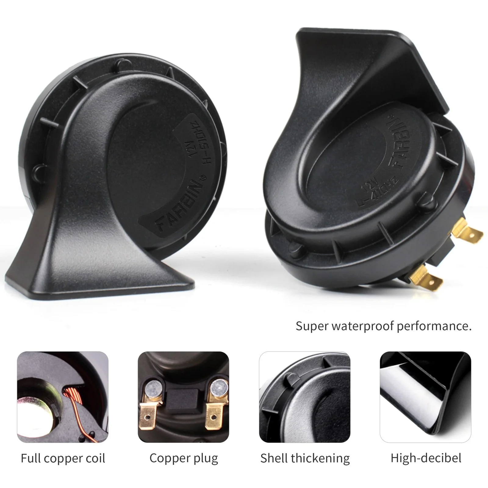 12V Car Electric Snail Horn Dual Tone Loud Waterproof Auto Horn - Image 4