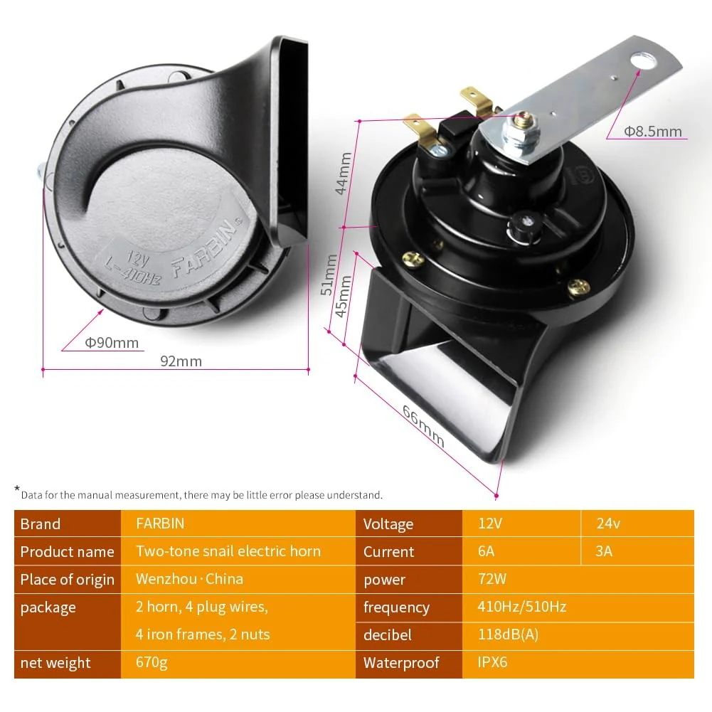 12V Car Electric Snail Horn Dual Tone Loud Waterproof Auto Horn - Image 6