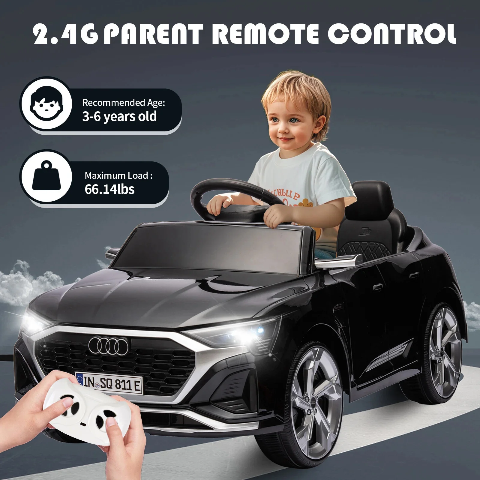 12V Licensed SQ8 Electric Ride-On Car for Kids with Remote Control - Image 5