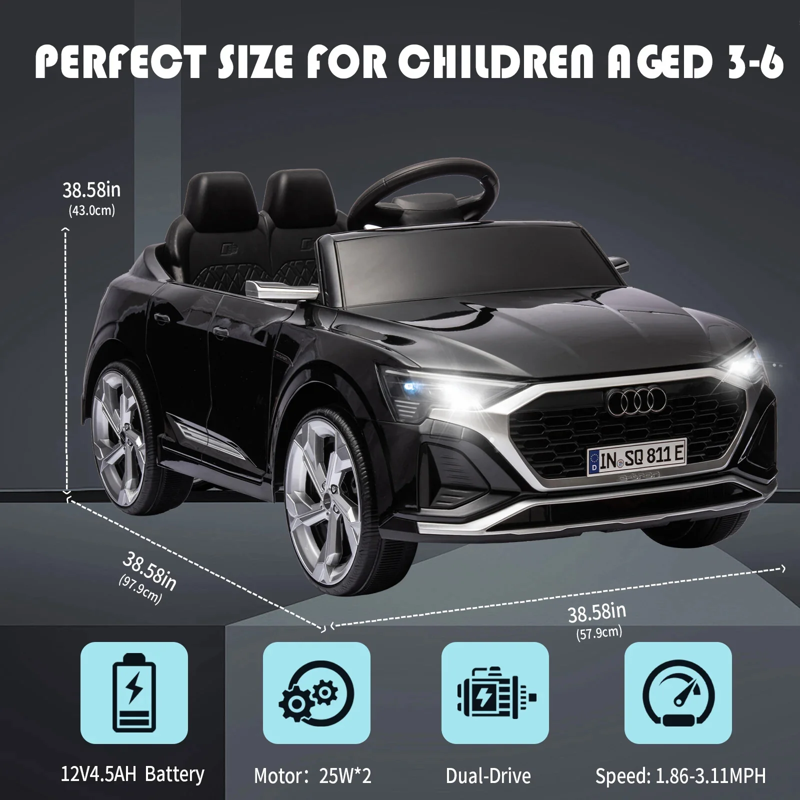 12V Licensed SQ8 Electric Ride-On Car for Kids with Remote Control - Image 7