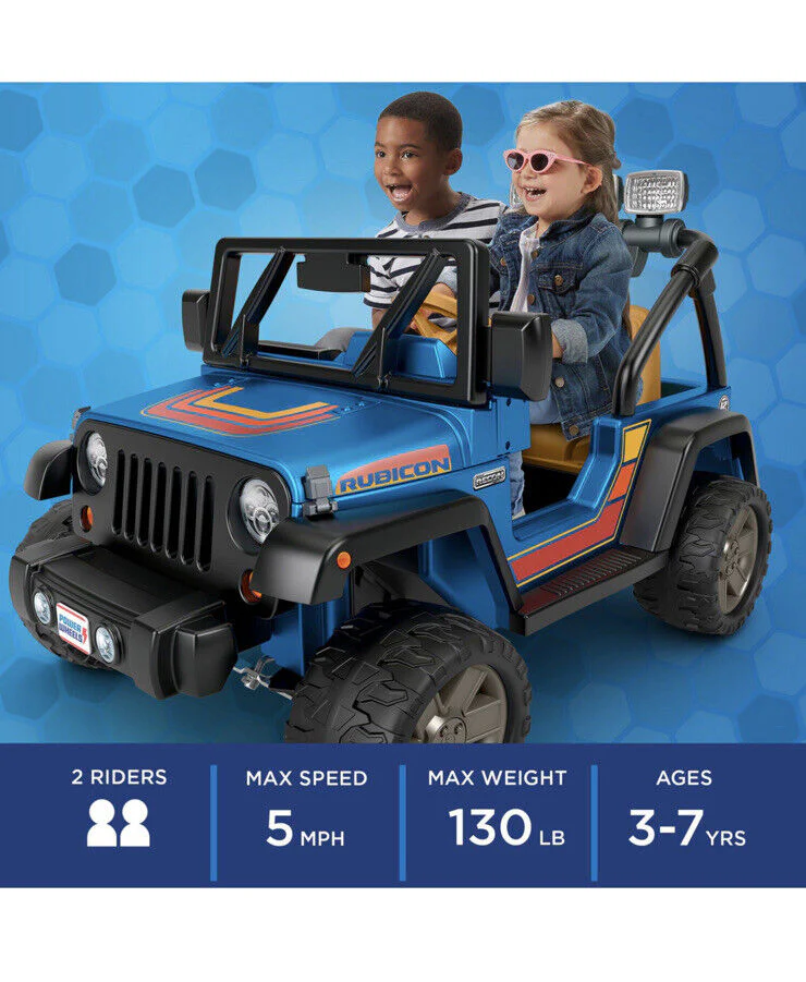 Hot Wheels Jeep Wrangler Ride-On - Blue (CBG61) - 2 Seater - Image 5