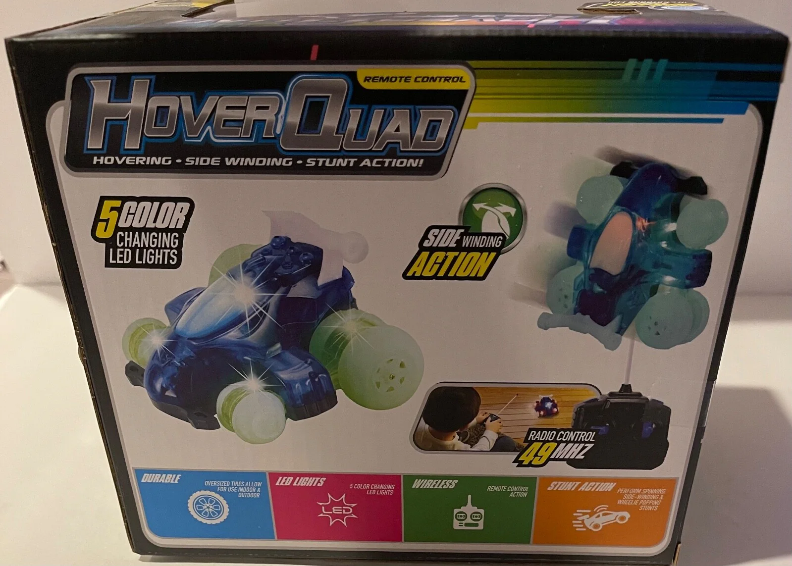 HoverQuad Blue Remote Control Car with Lights and Automatic Stunt Features - Image 3
