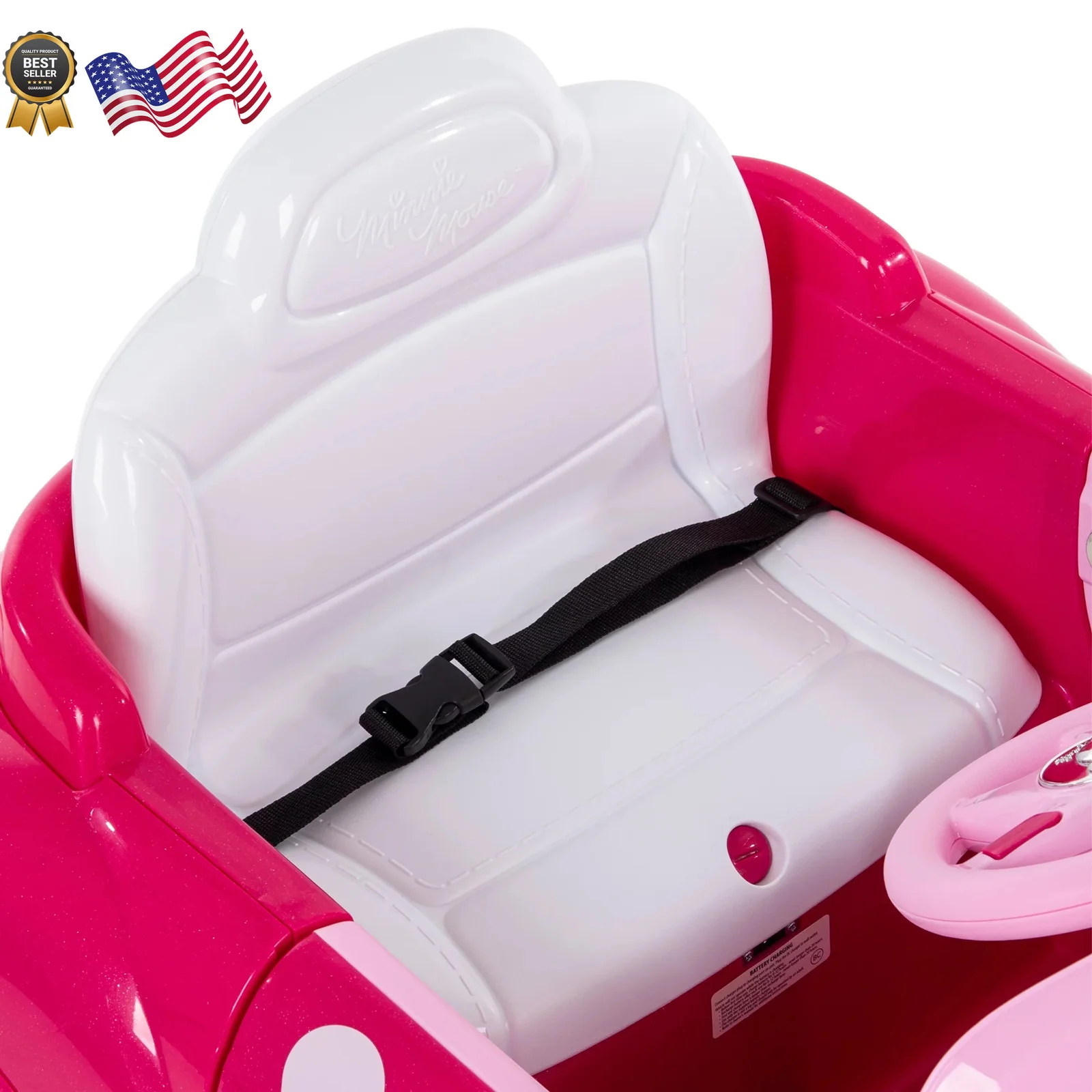 Disney Minnie Mouse 6V Battery-Powered Ride-On Car for Kids Ages 3+ - Image 7