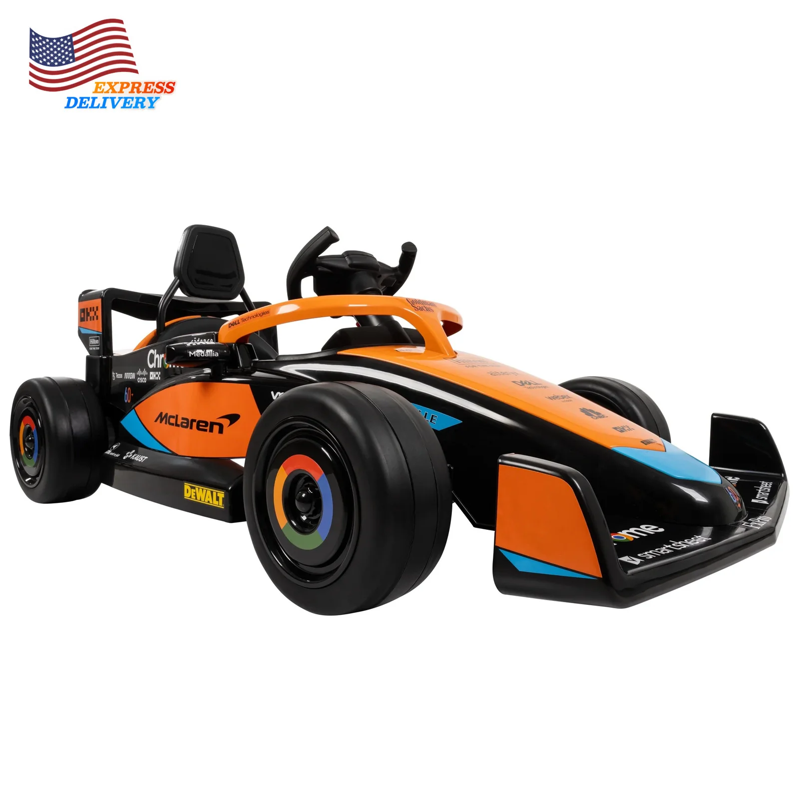12V Battery-Powered McLaren F1 Ride-On Race Car with Remote Control for Kids - Image 2