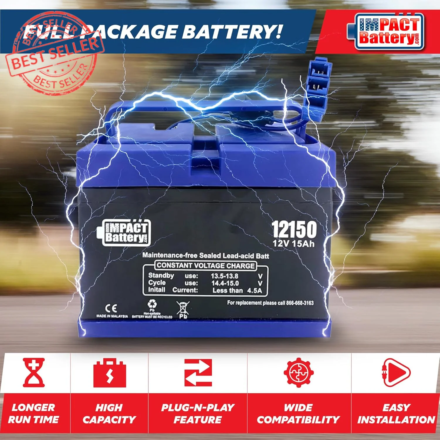 Upgraded 12V 15Ah Replacement Battery for Peg Perego Toys - Image 3