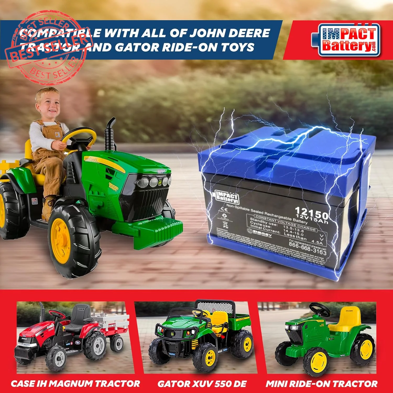 Upgraded 12V 15Ah Replacement Battery for Peg Perego Toys - Image 4