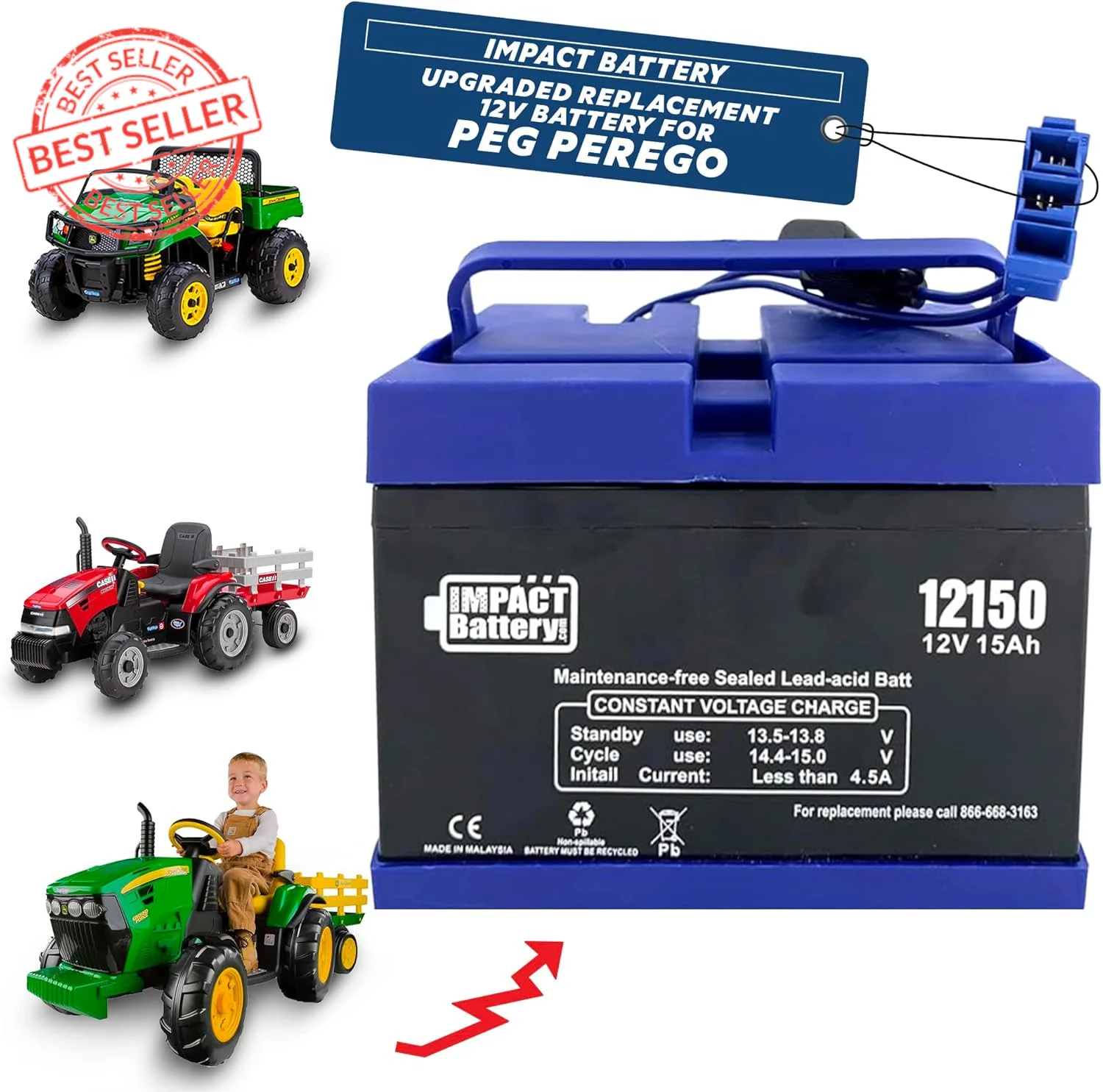 Upgraded 12V 15Ah Replacement Battery for Peg Perego Toys - Image 8