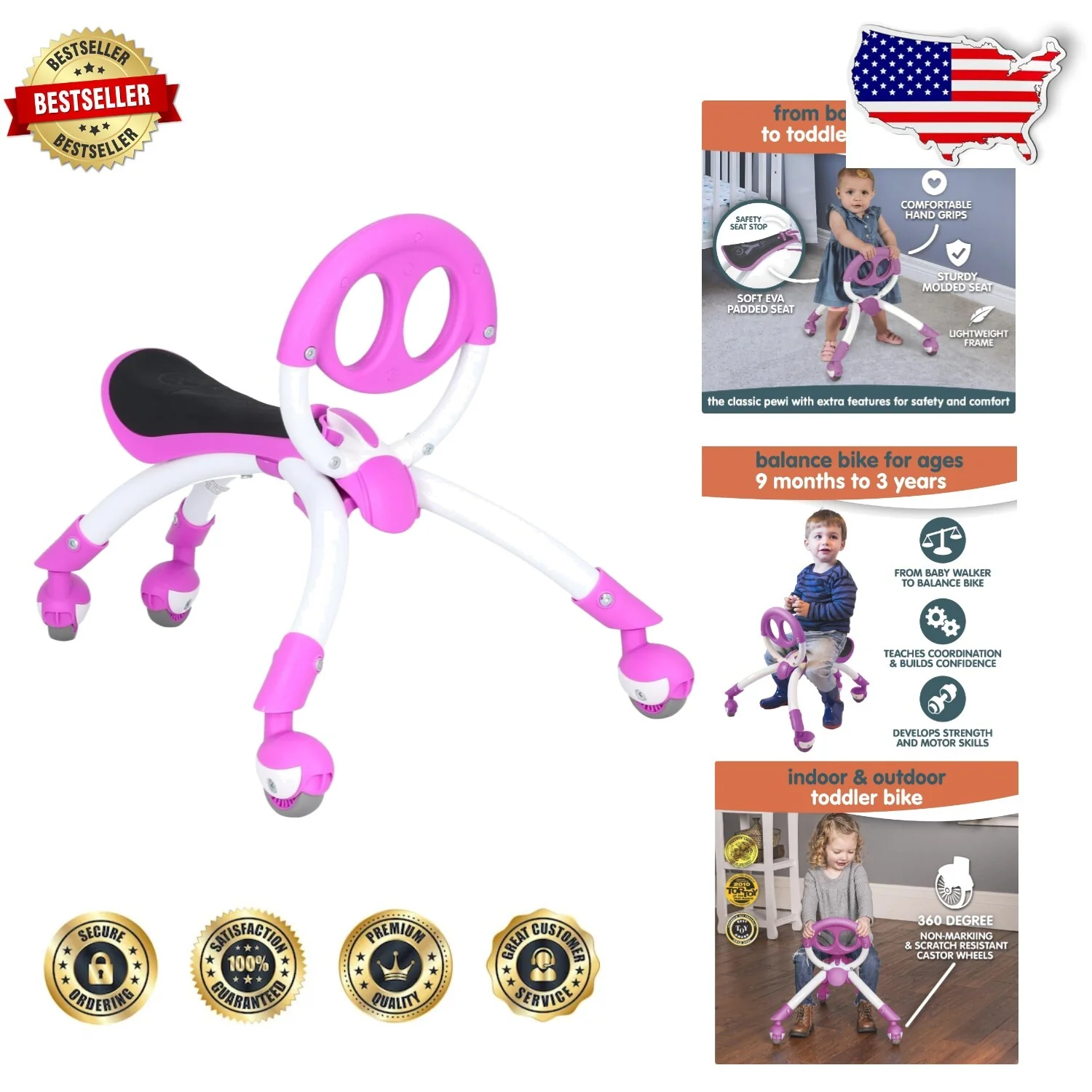 Innovative Pewi Elite Ride-On Bike Toy Enhancing Motor Skills - Image 8