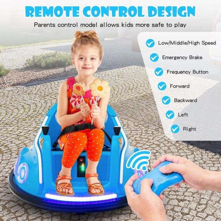 Interactive 12V Bumper Car for Kids with Remote Control, LED Lights, and Music - Image 7