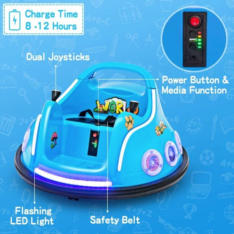 Interactive 12V Bumper Car for Kids with Remote Control, LED Lights, and Music - Image 8