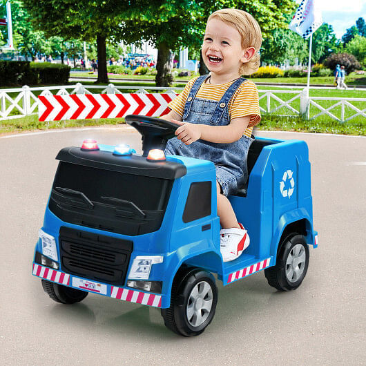 Interactive 12V Garbage Truck for Kids with Warning Lights and Recycling Accessories - Image 2