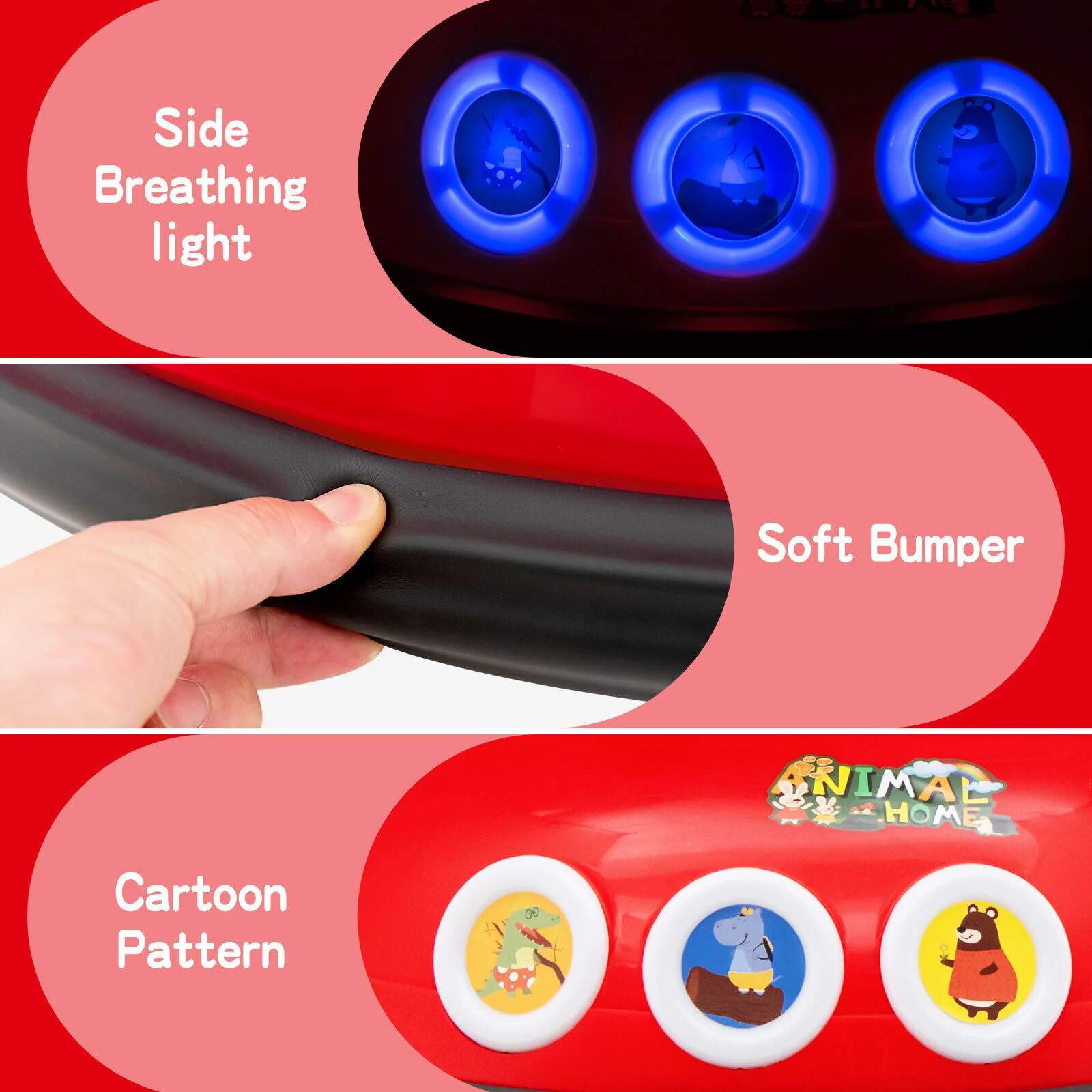 Interactive 12V Kids Bumper Car with Remote Control, LED Lights, and Music - Red - Image 9