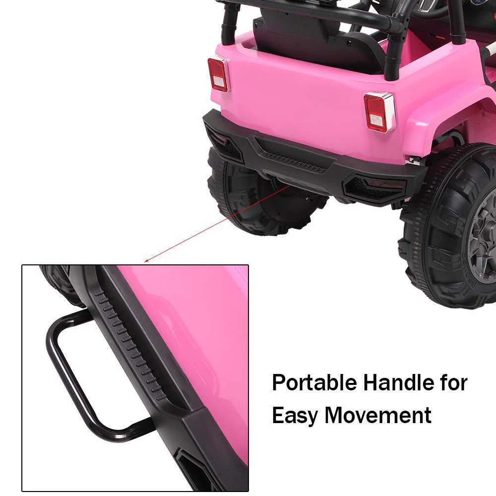 Interactive 12V Pink Ride On Car for Kids with Music and Remote Control - Image 12