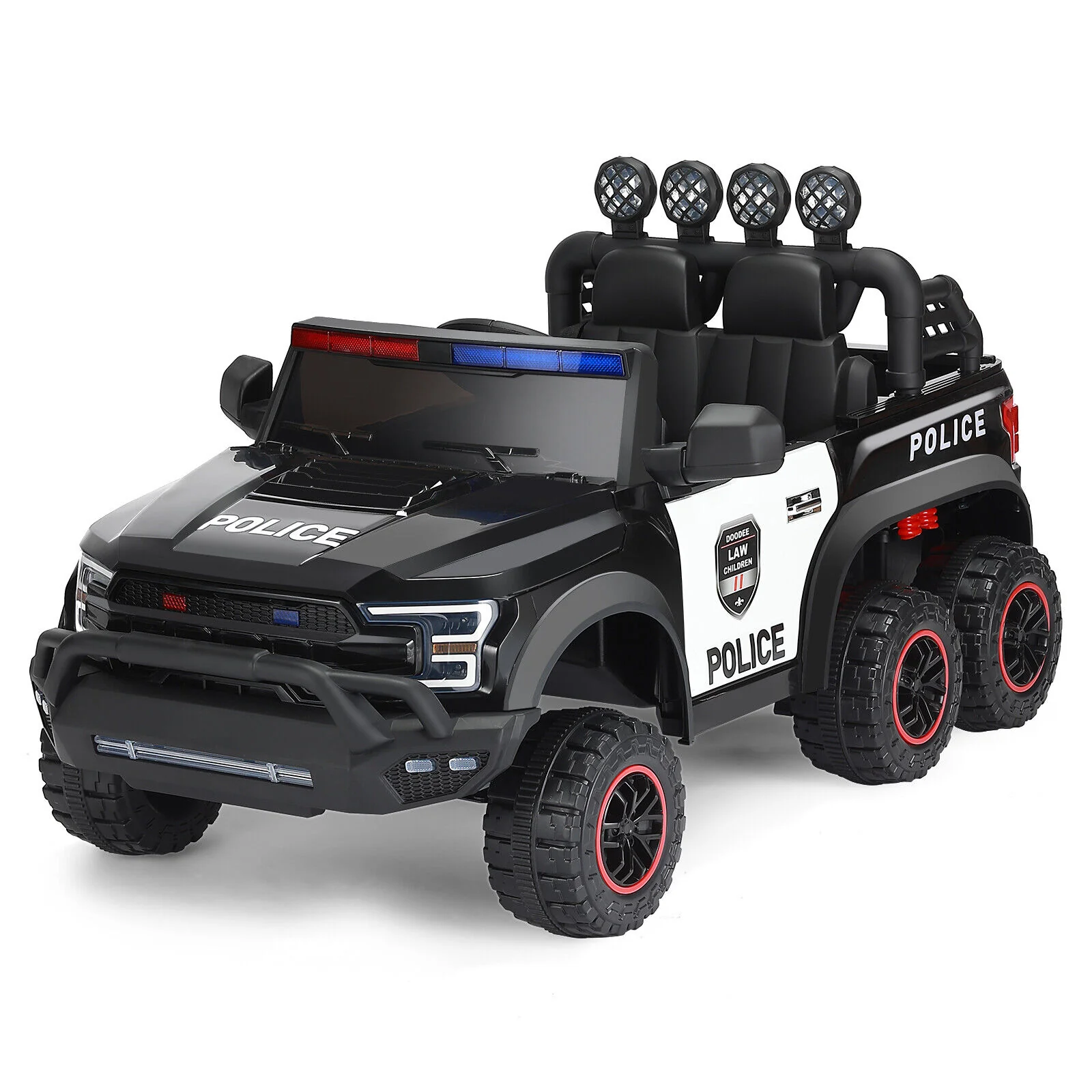 Interactive 12V Police Car Ride-On with RC, LED Lights, and Intercom - 6 Wheel Truck for Kids - Image 11