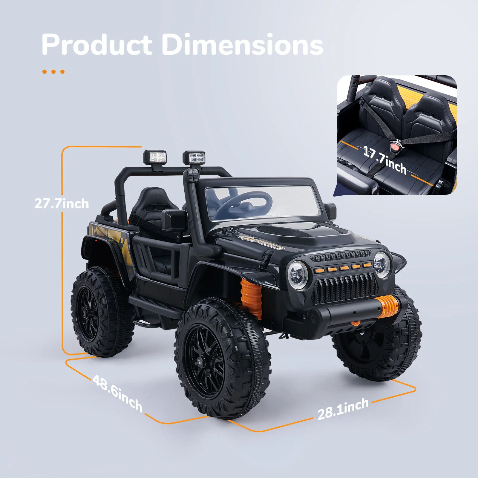 Interactive 24V Ride-On Car with Lights, Music, and Remote Control for Kids and Adults - Image 9
