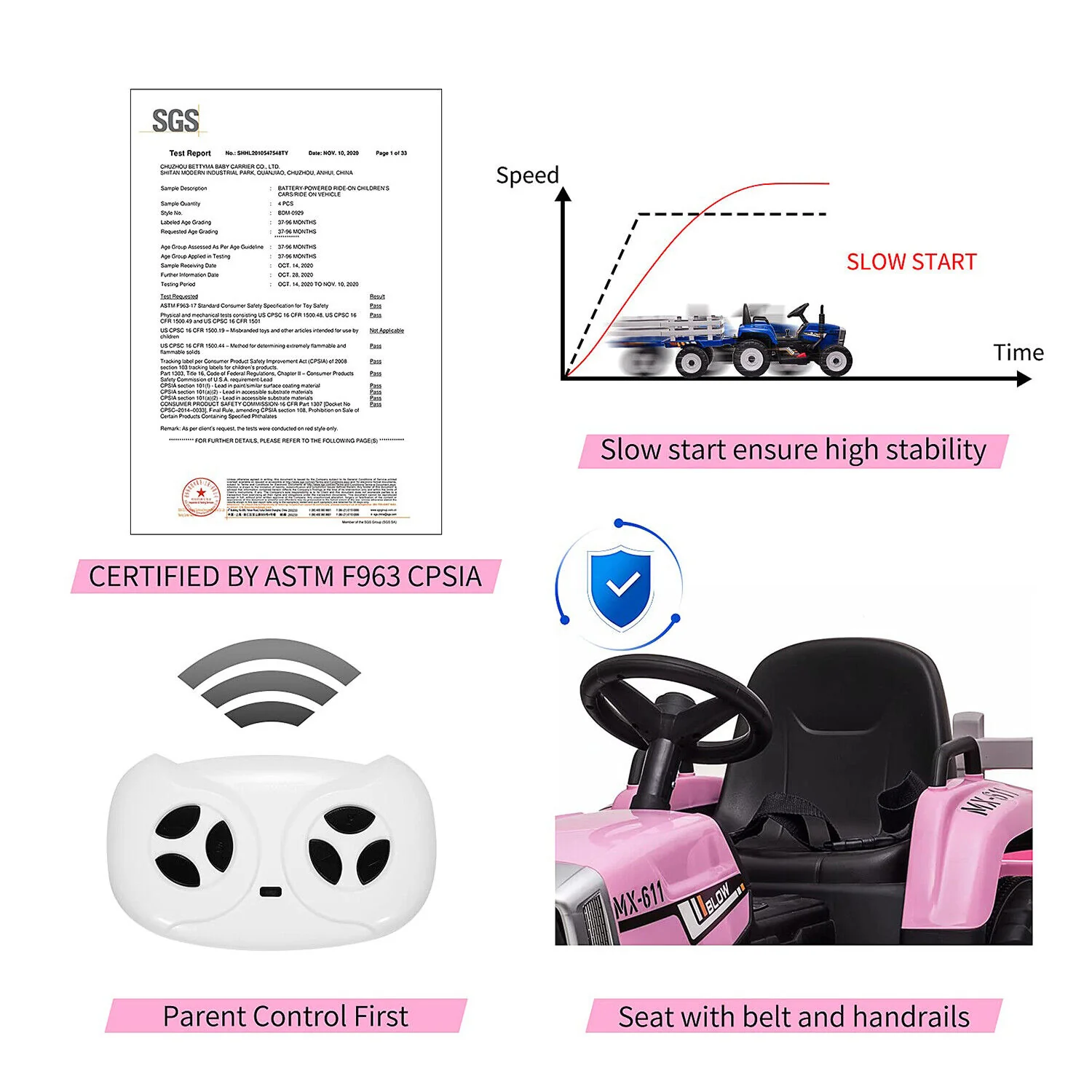 Interactive 12V Ride-On Tractor Trailer for Kids with Remote Control and MP3 Player - Image 5