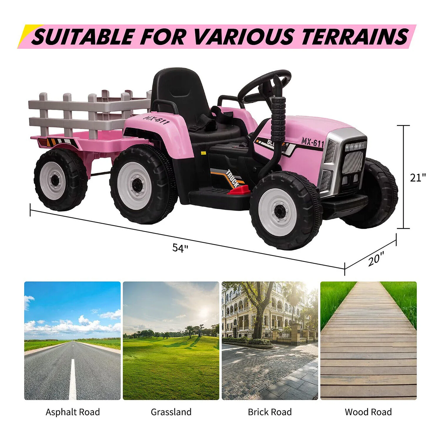 Interactive 12V Ride-On Tractor Trailer for Kids with Remote Control and MP3 Player - Image 6