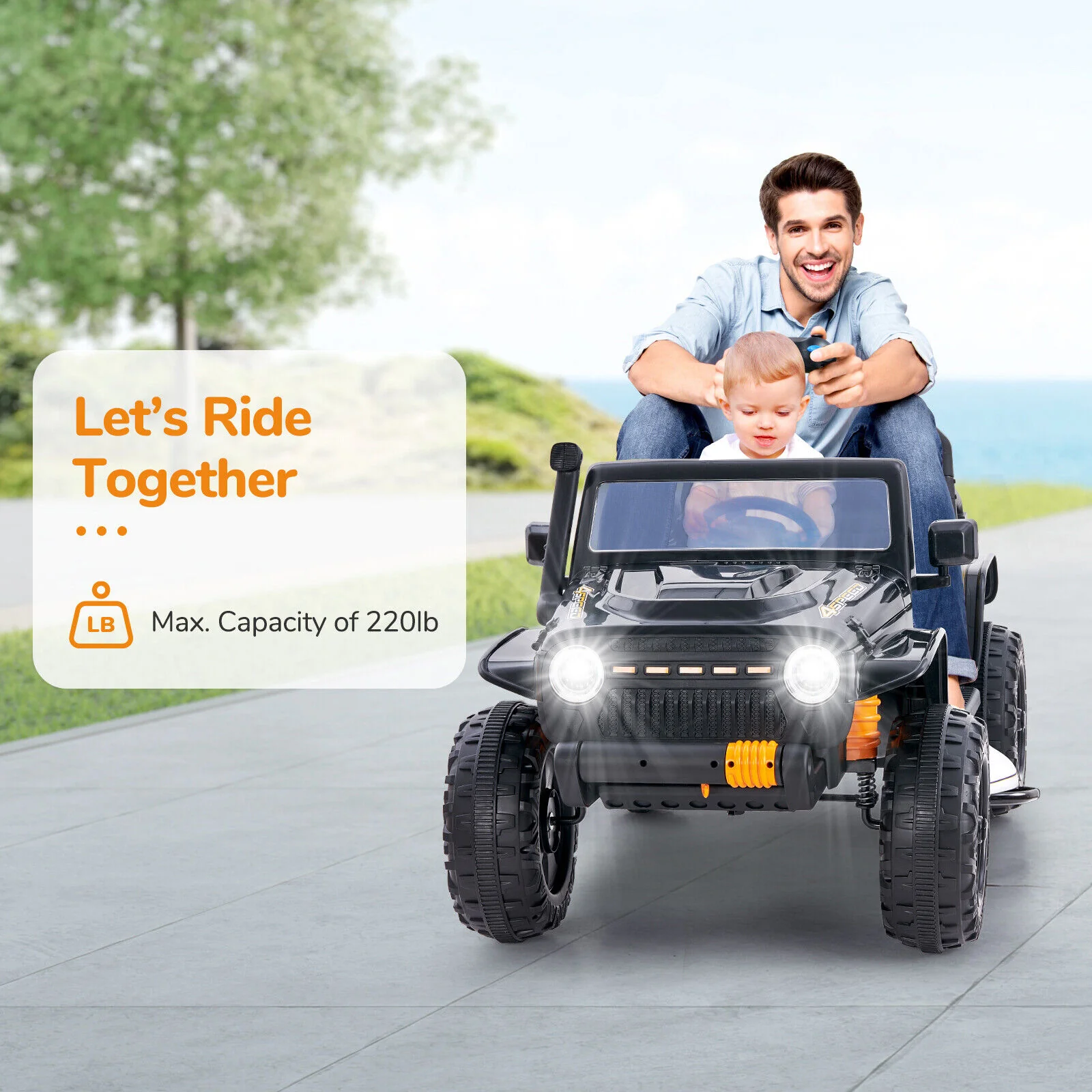 Interactive 12V Ride-On Truck for Kids with Remote Control, LED Lights, and Music - Image 5