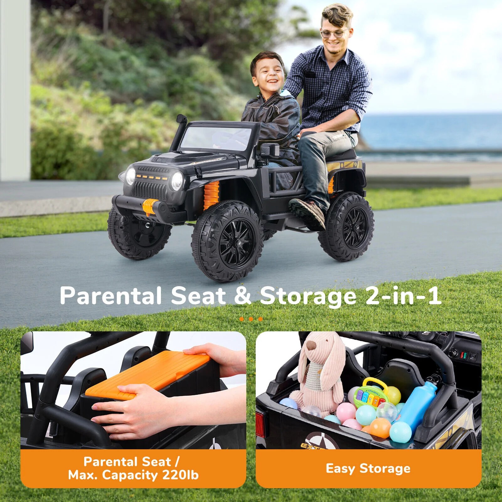 Interactive 12V Ride-On Truck for Kids with Remote Control, LED Lights, and Music - Image 7