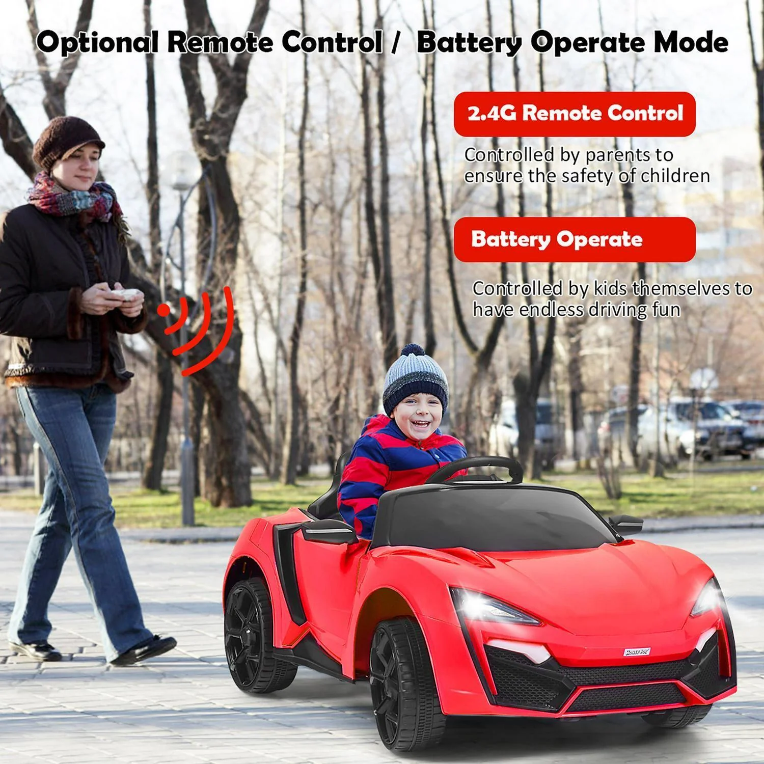Interactive 2.4G RC Electric Car for Kids with Lights, MP3 Player, and Openable Doors - 12V - Image 11