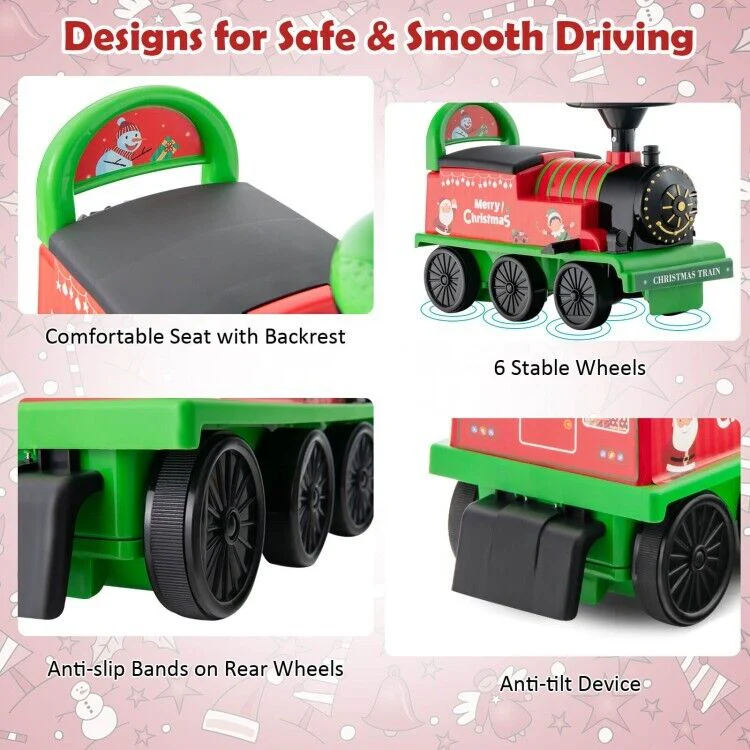Interactive 6V Kids Ride-On Train with 16-Piece Track Set, Lights, Sounds, and Storage Seat - Image 12