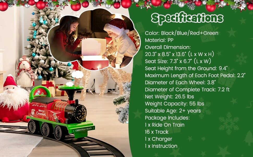 Interactive 6V Kids Ride-On Train with 16-Piece Track Set, Lights, Sounds, and Storage Seat - Image 14