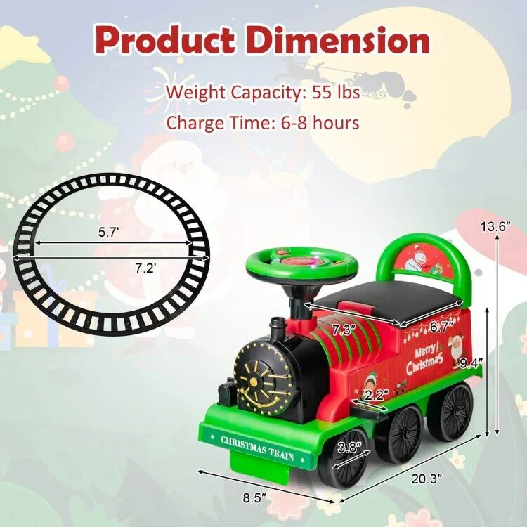 Interactive 6V Kids Ride-On Train with 16-Piece Track Set, Lights, Sounds, and Storage Seat - Image 4