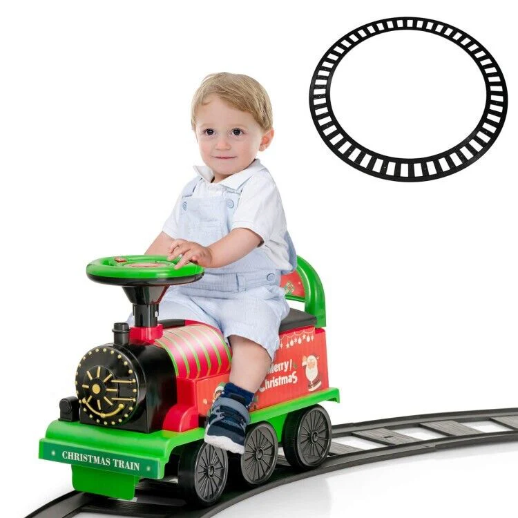 Interactive 6V Kids Ride-On Train with 16-Piece Track Set, Lights, Sounds, and Storage Seat - Image 6