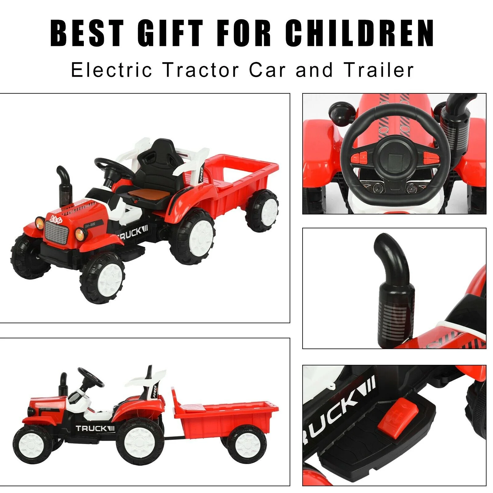 Interactive Electric Tractor Scooter for Kids with Detachable Trailer - Perfect for Playtime Fun! - Image 7
