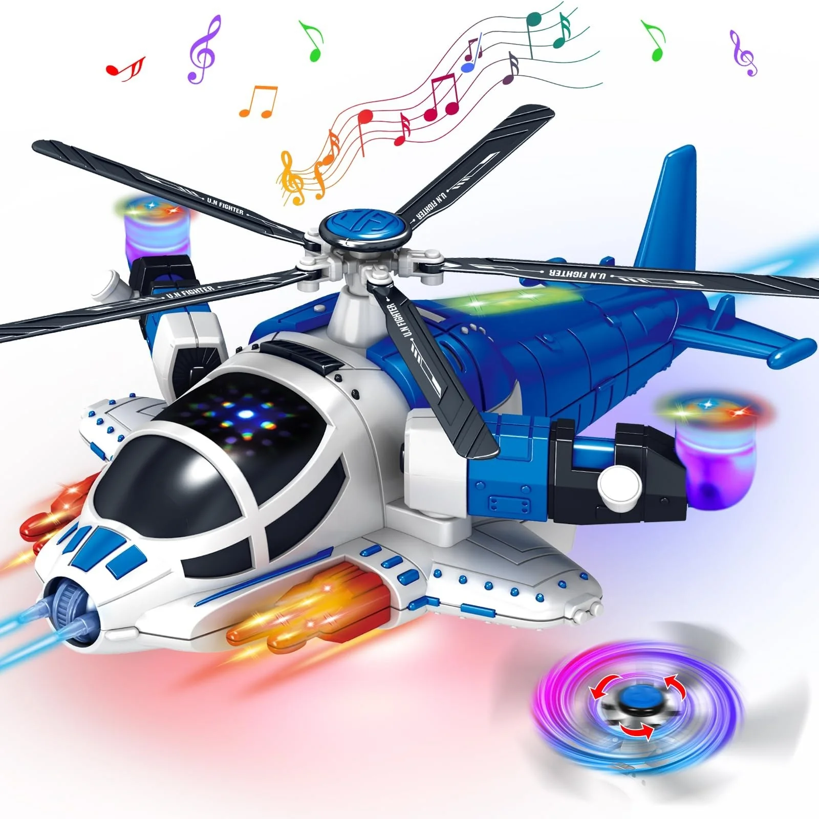 Sensory Helicopter Play Toy for Toddlers - Rotating Lights and Sounds - Image 2