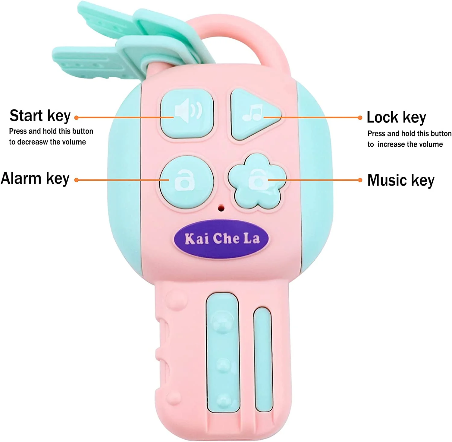 Interactive Pink Backseat Steering Wheel Toy with Lights, Music, and Pretend Car Key - Image 5