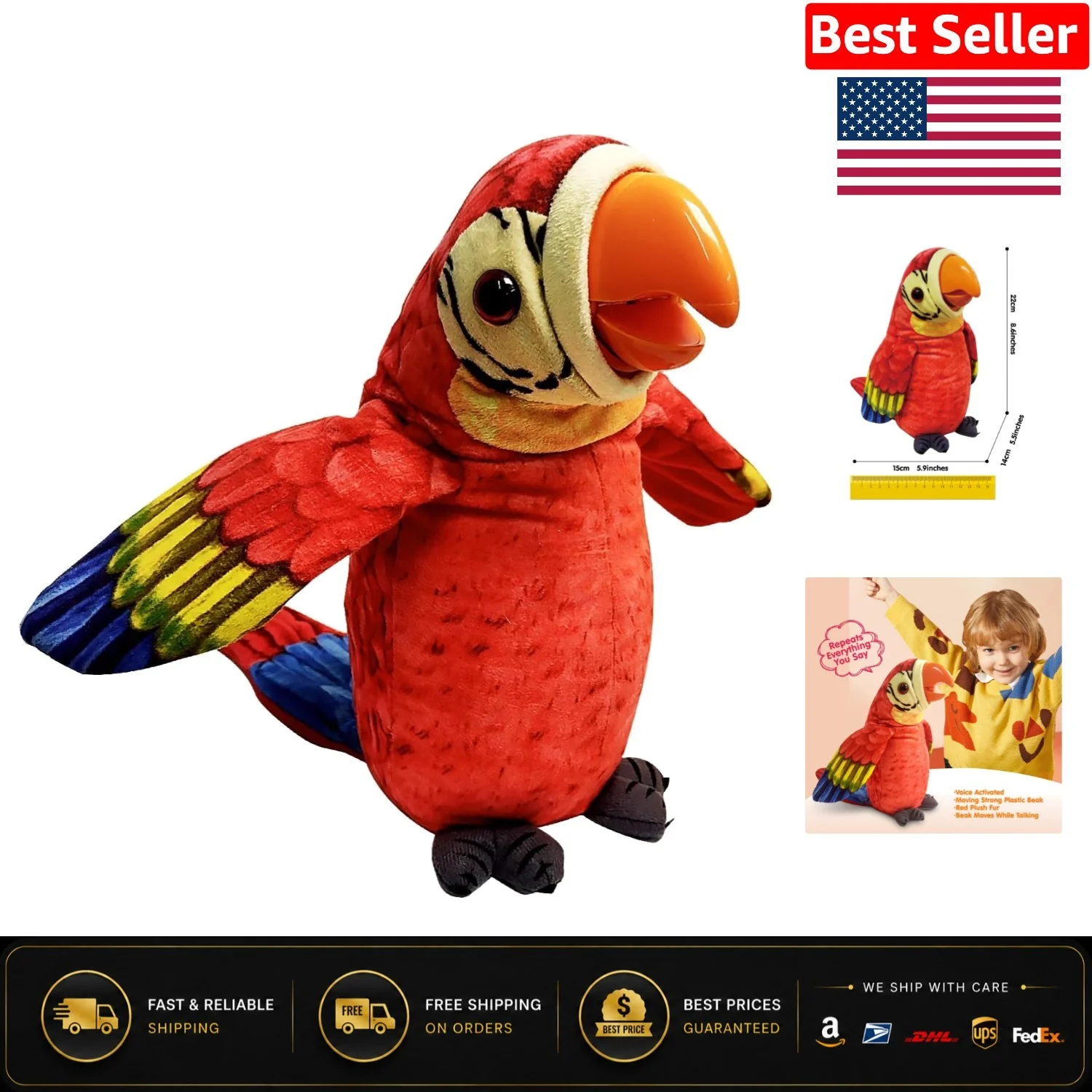 Chatty Plush Macaw - Your Fun Companion for Language Learning