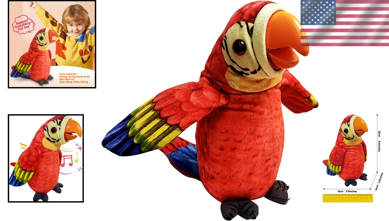 Chatty Plush Macaw - Your Fun Companion for Language Learning - Image 2