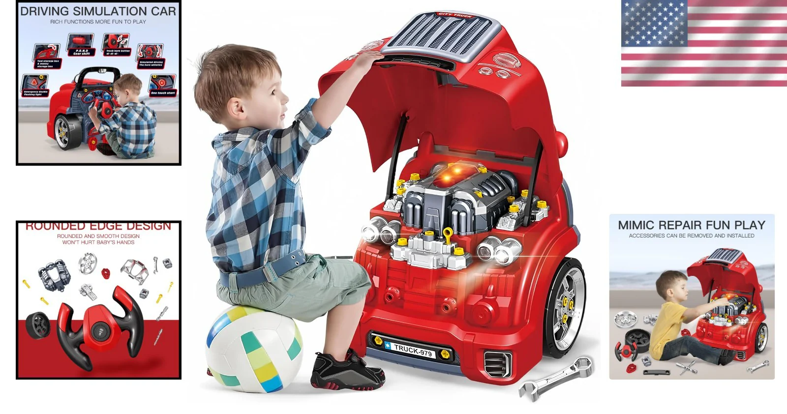 Interactive Truck Engine Toy with Lights and Sounds for Creative Kids - Image 2