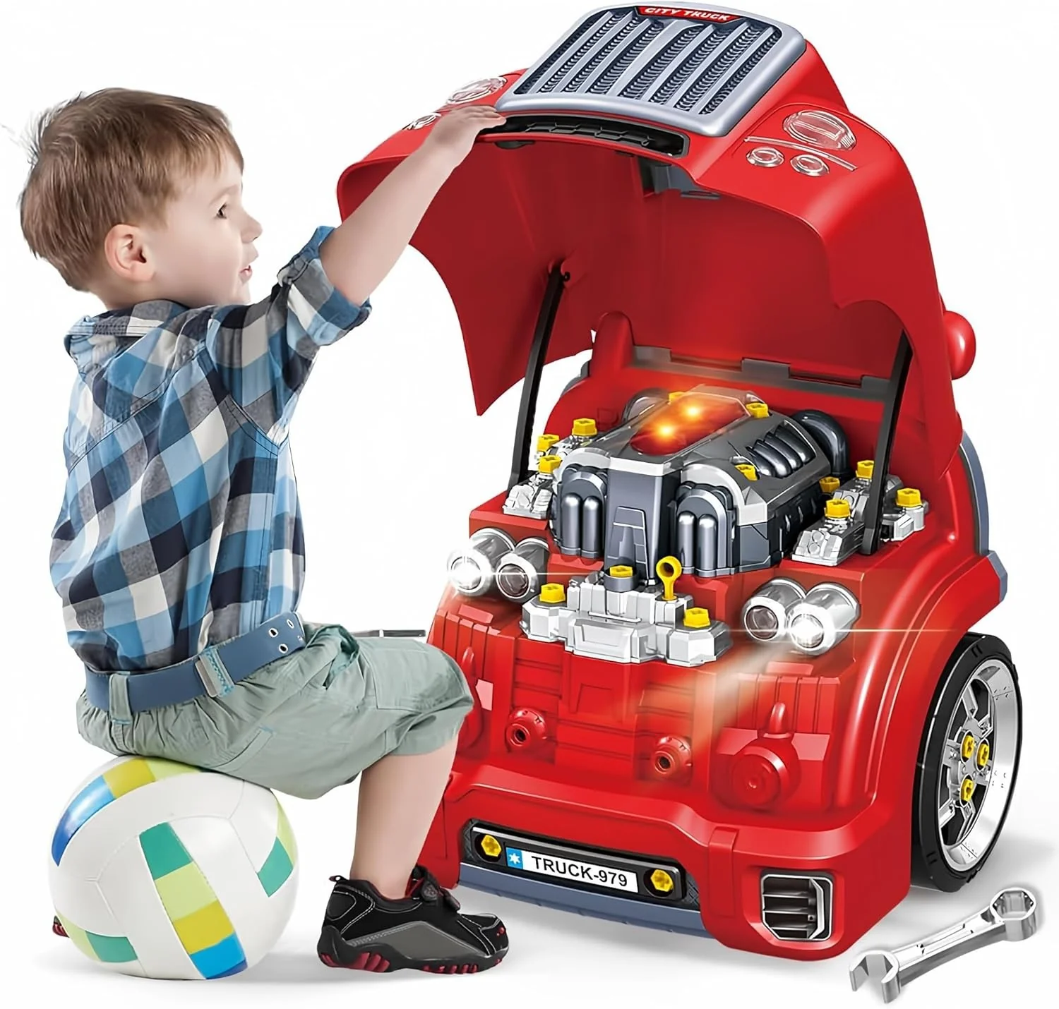 Interactive Truck Engine Toy with Lights and Sounds for Creative Kids - Image 3