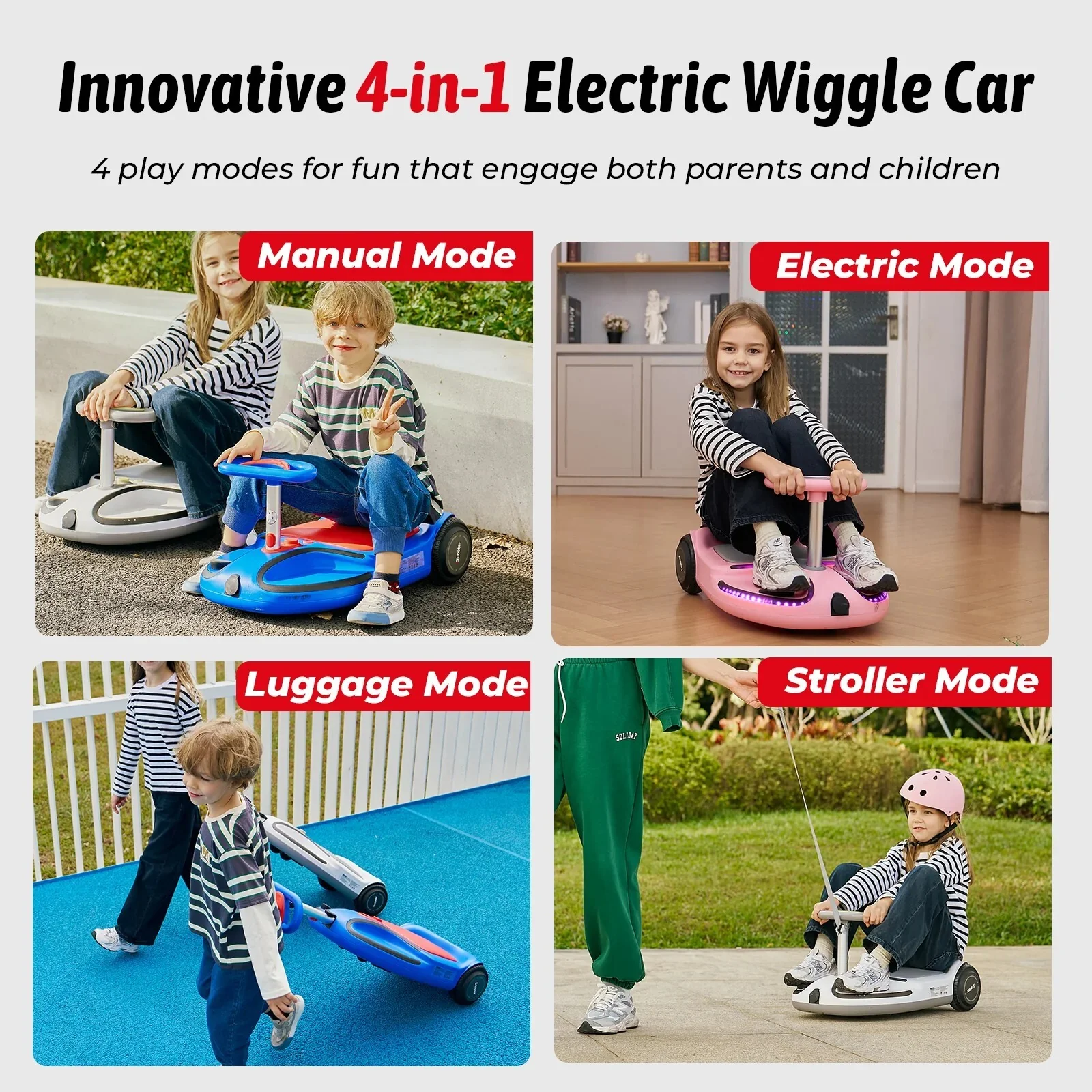 Electric 4-in-1 Wiggle Swing Car Toy with 180W Motor for Ages 3 and Up - Image 5
