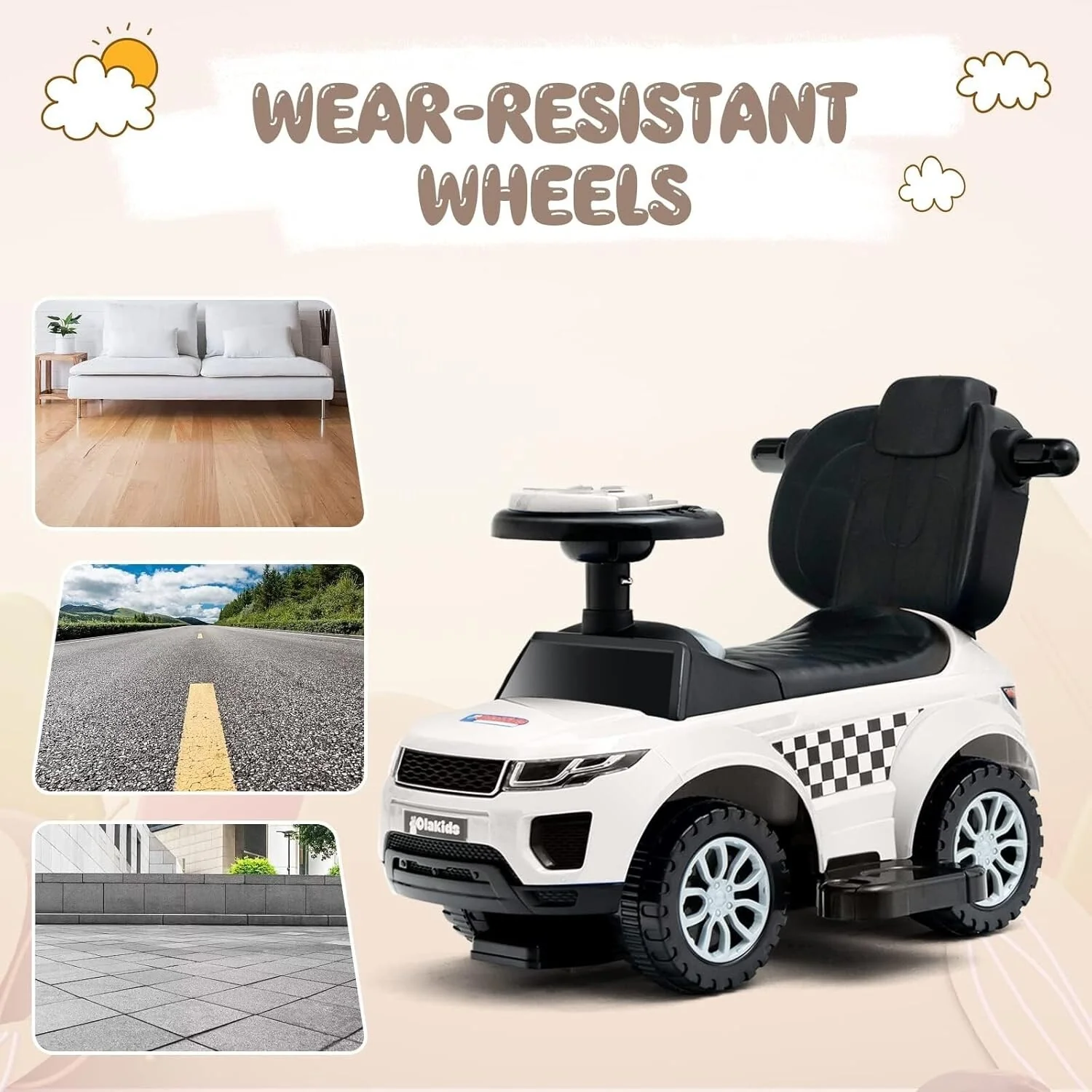 4-in-1 Toddler Car with Removable Push Handle and Safety Guardrails - Image 11