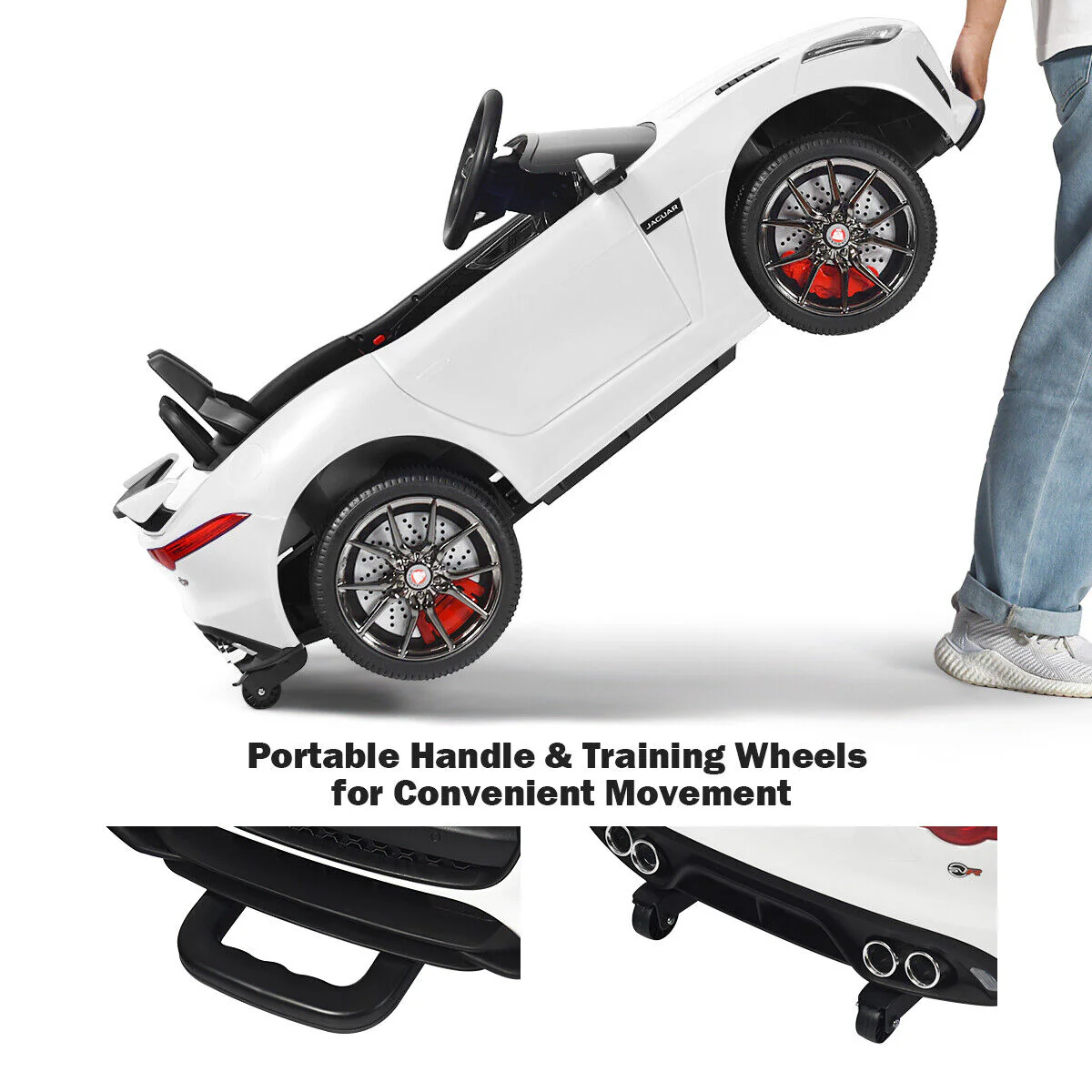 Jaguar F-Type SVR 12V Licensed Kids Ride On Car with Lights, Music, and Remote Control - White - Image 11