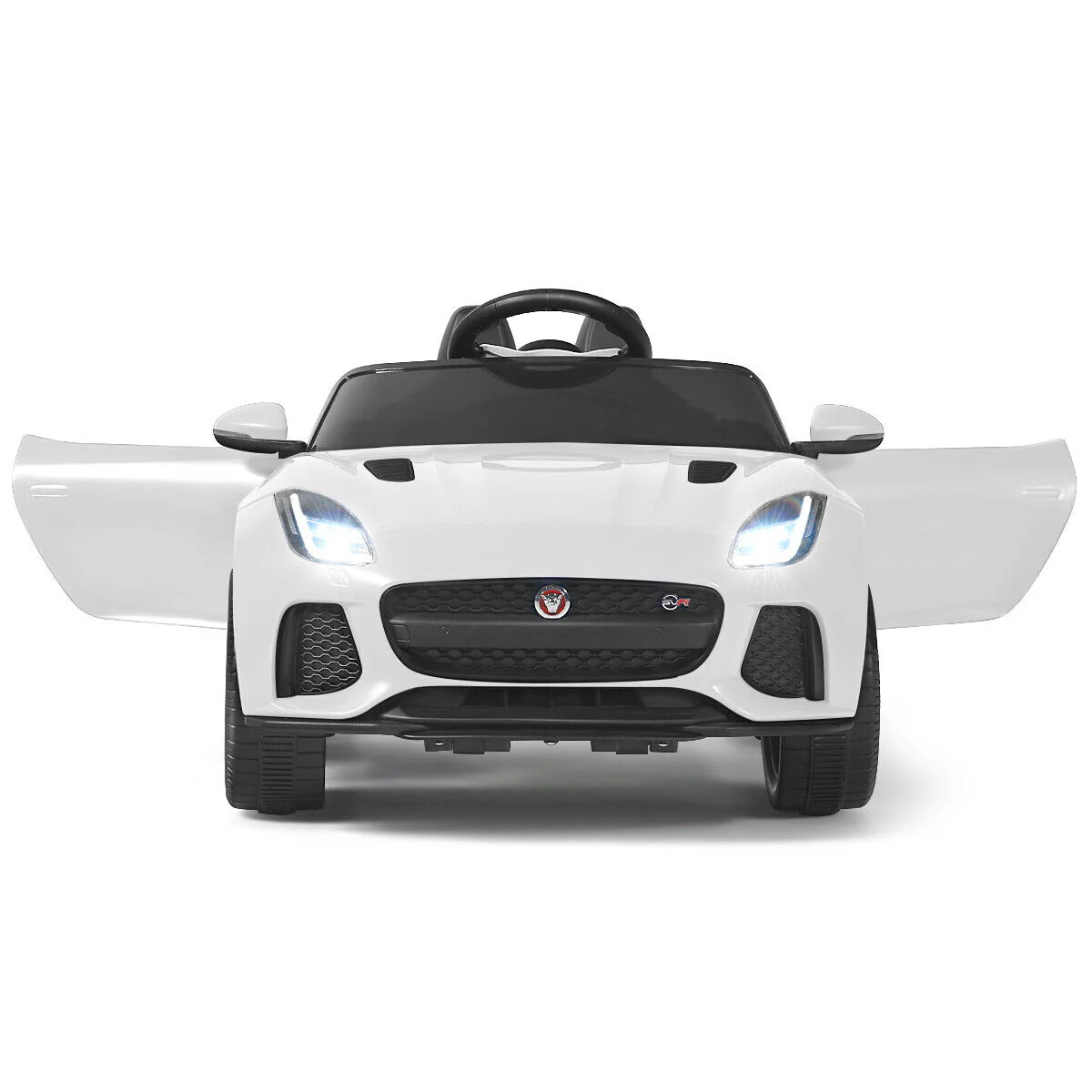 Jaguar F-Type SVR 12V Licensed Kids Ride On Car with Lights, Music, and Remote Control - White - Image 12