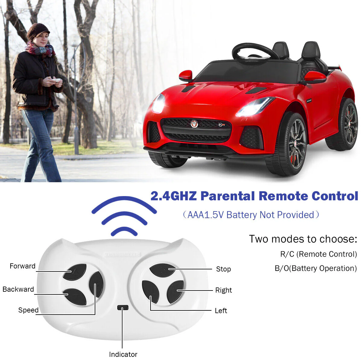 Jaguar F-Type SVR 12V Licensed Ride On Car for Kids with Music & Lights - Red - Image 7