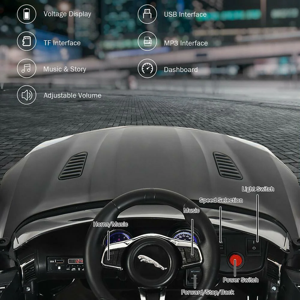 Jaguar F Type SVR 12V Licensed Ride-On Car with MP3 Player for Kids - Black - Image 5