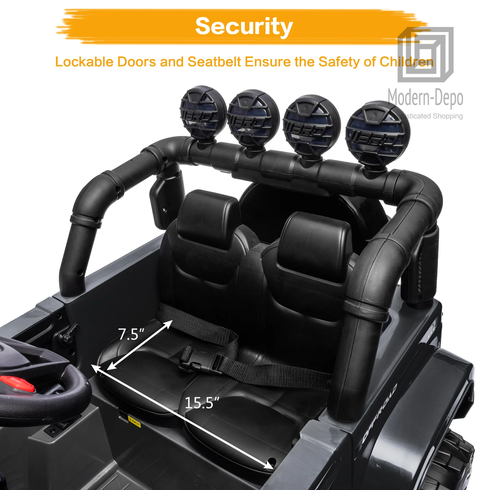 Jeep Kids Ride On Car with Parent Remote Control, Customizable Stickers, and LED Lights - 12V - Image 12